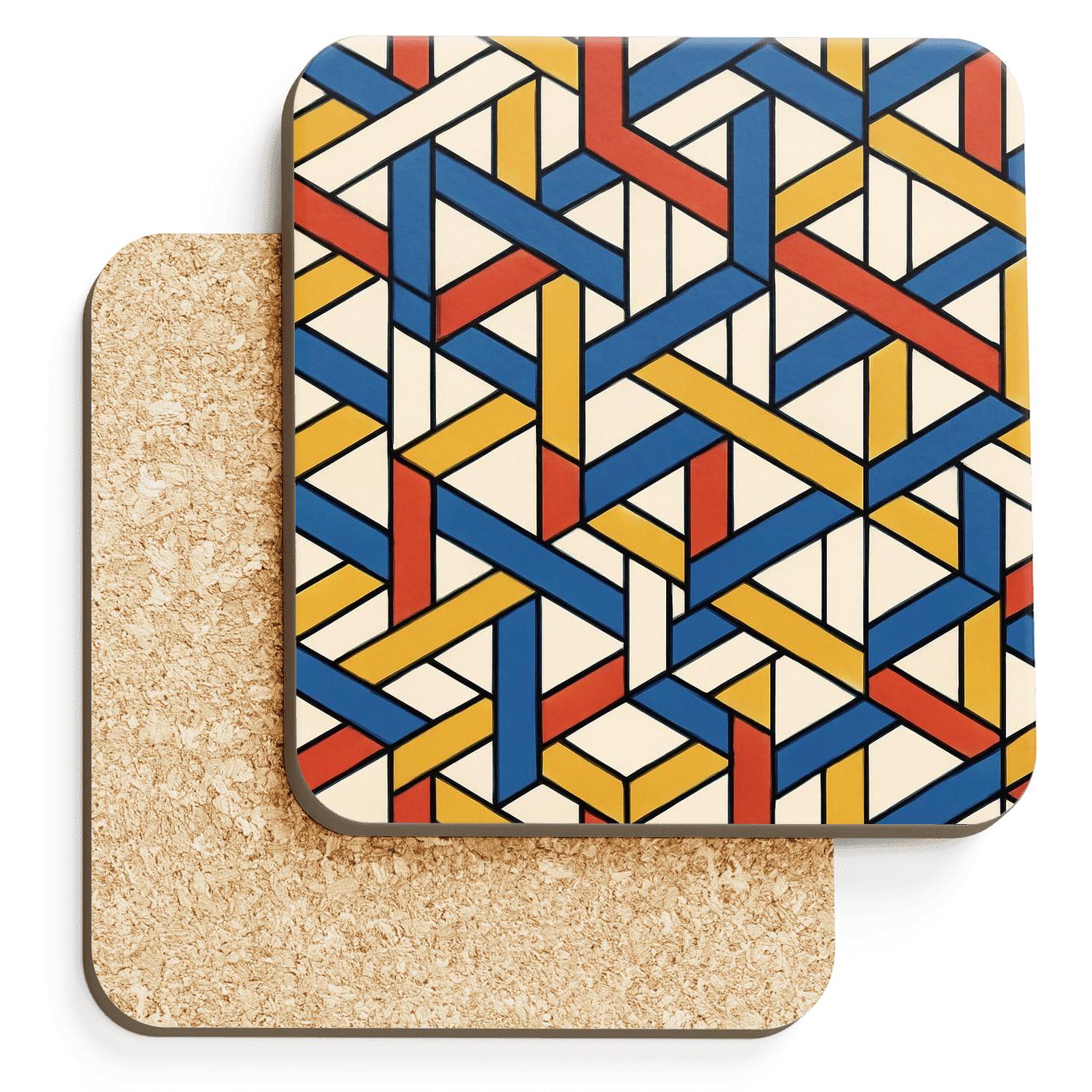 Bauhaus Weaving Study In Interlocking Isometric Ribbons coasters for home decor