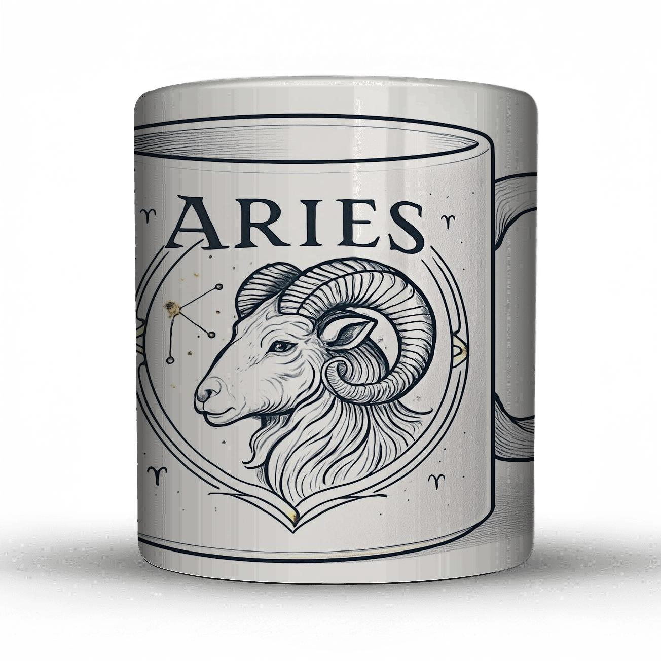 Aries Celestial Ram In Art Deco Star Chart Linework travel mugs with handles