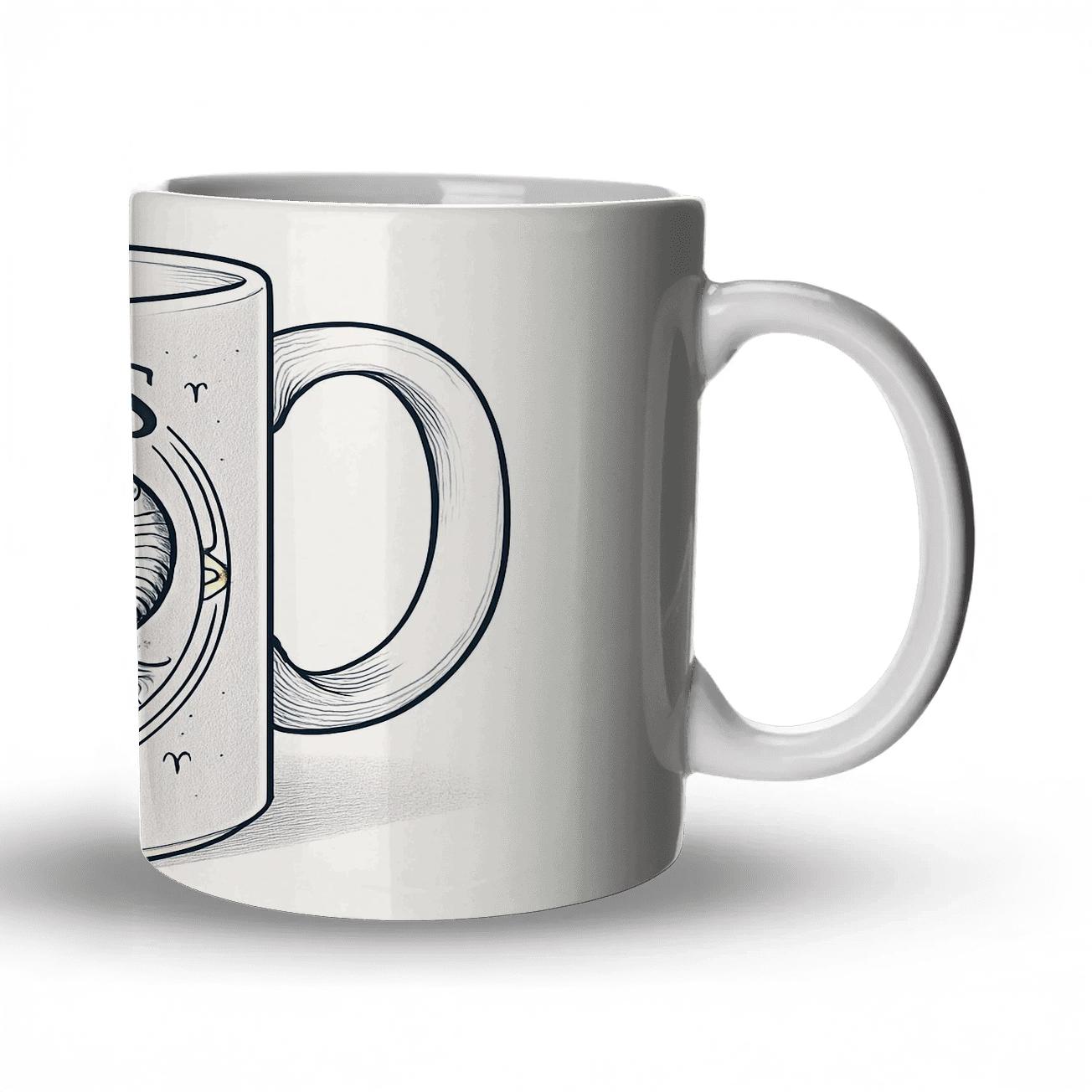 Aries Celestial Ram In Art Deco Star Chart Linework travel mugs with handles