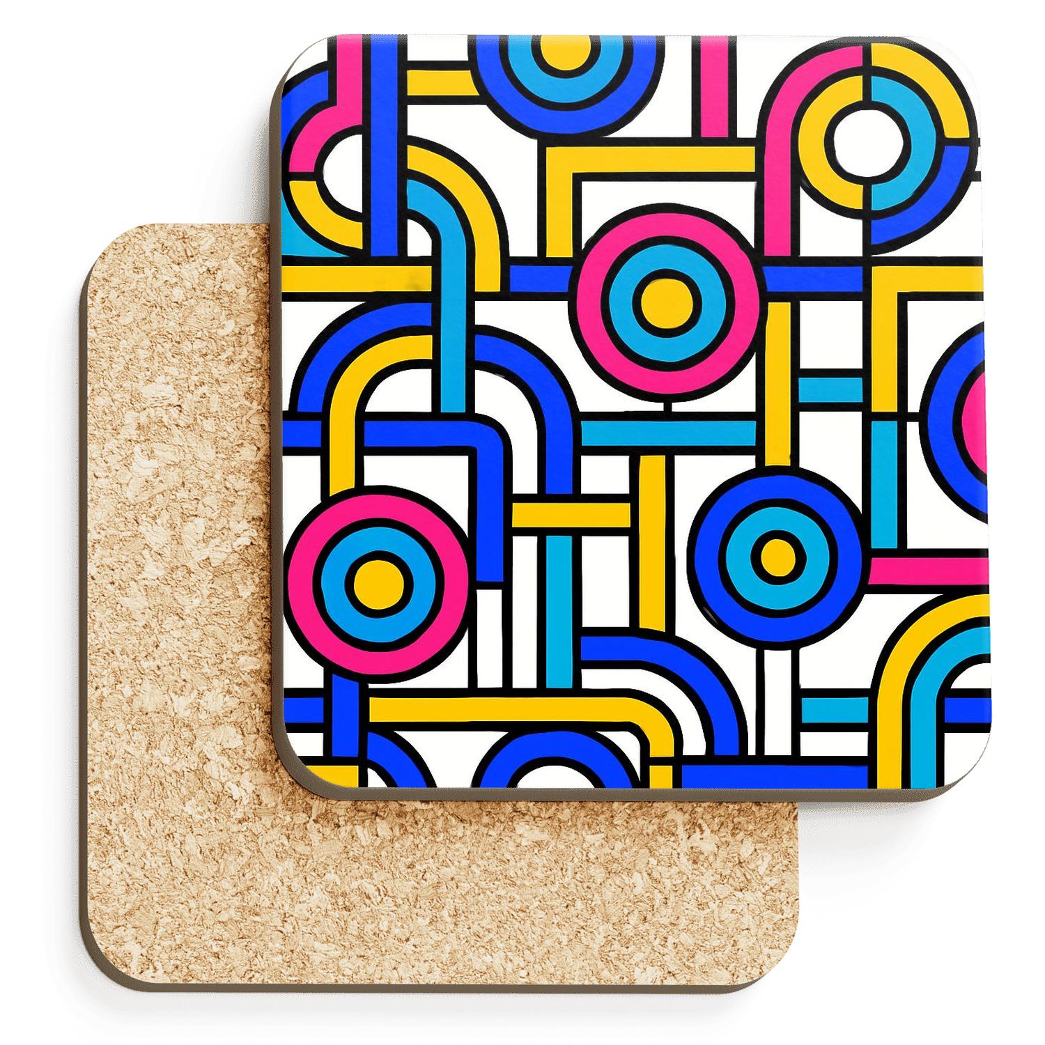 Neon Bauhaus Metro Weave decorative beverage coasters