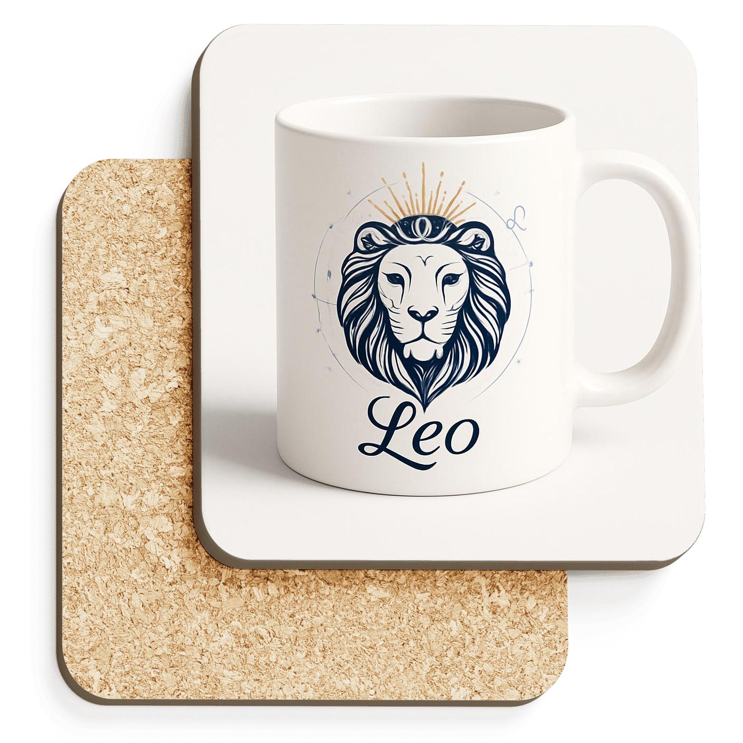 Leo Solar Regalia Constellation Line Art wooden table coasters