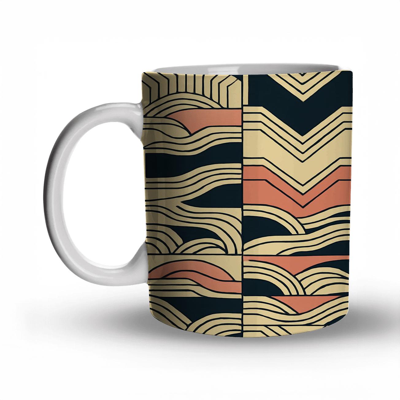 Art Deco Ocean Liner Fanwork Chevron Repeat custom printed mugs