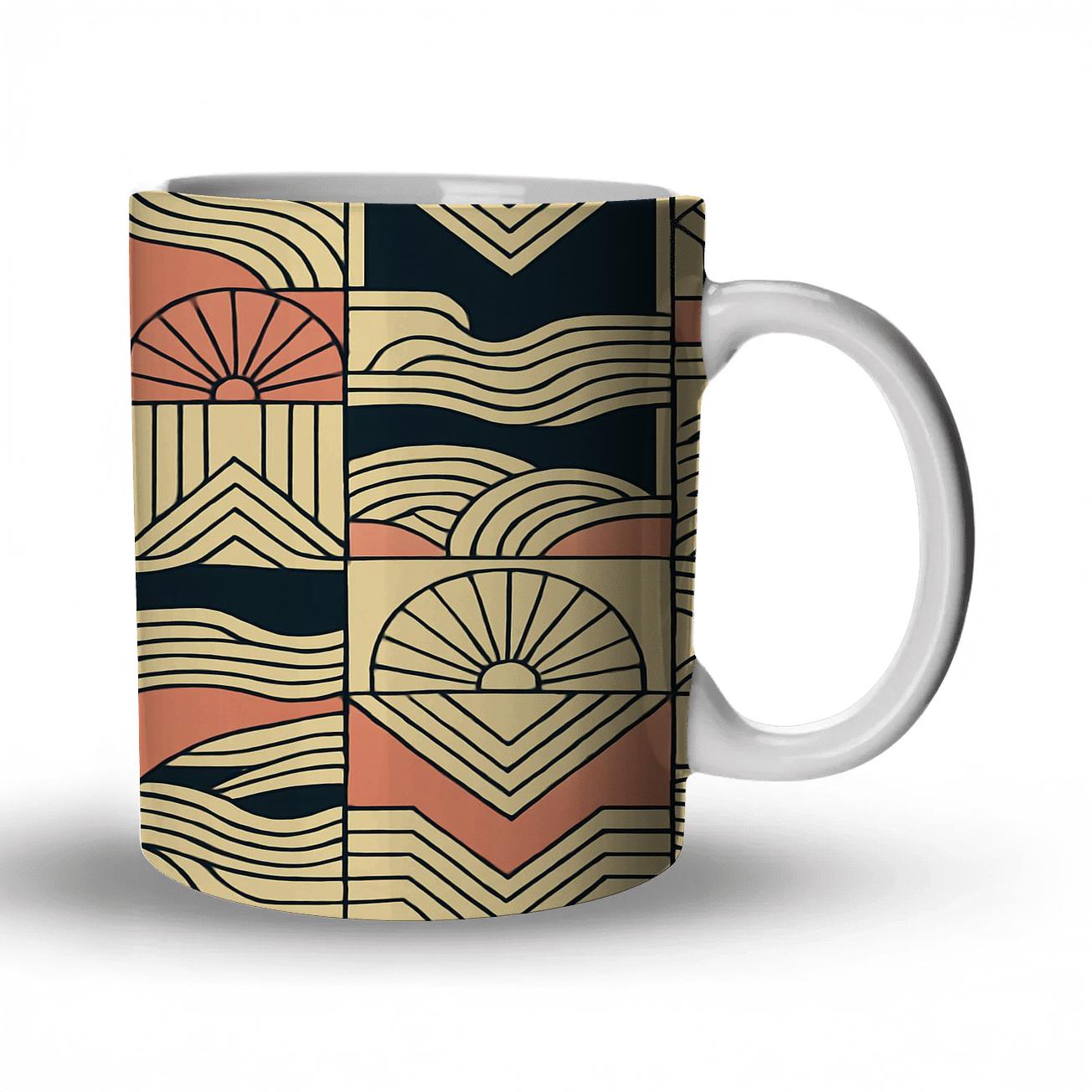 Art Deco Ocean Liner Fanwork Chevron Repeat custom printed mugs