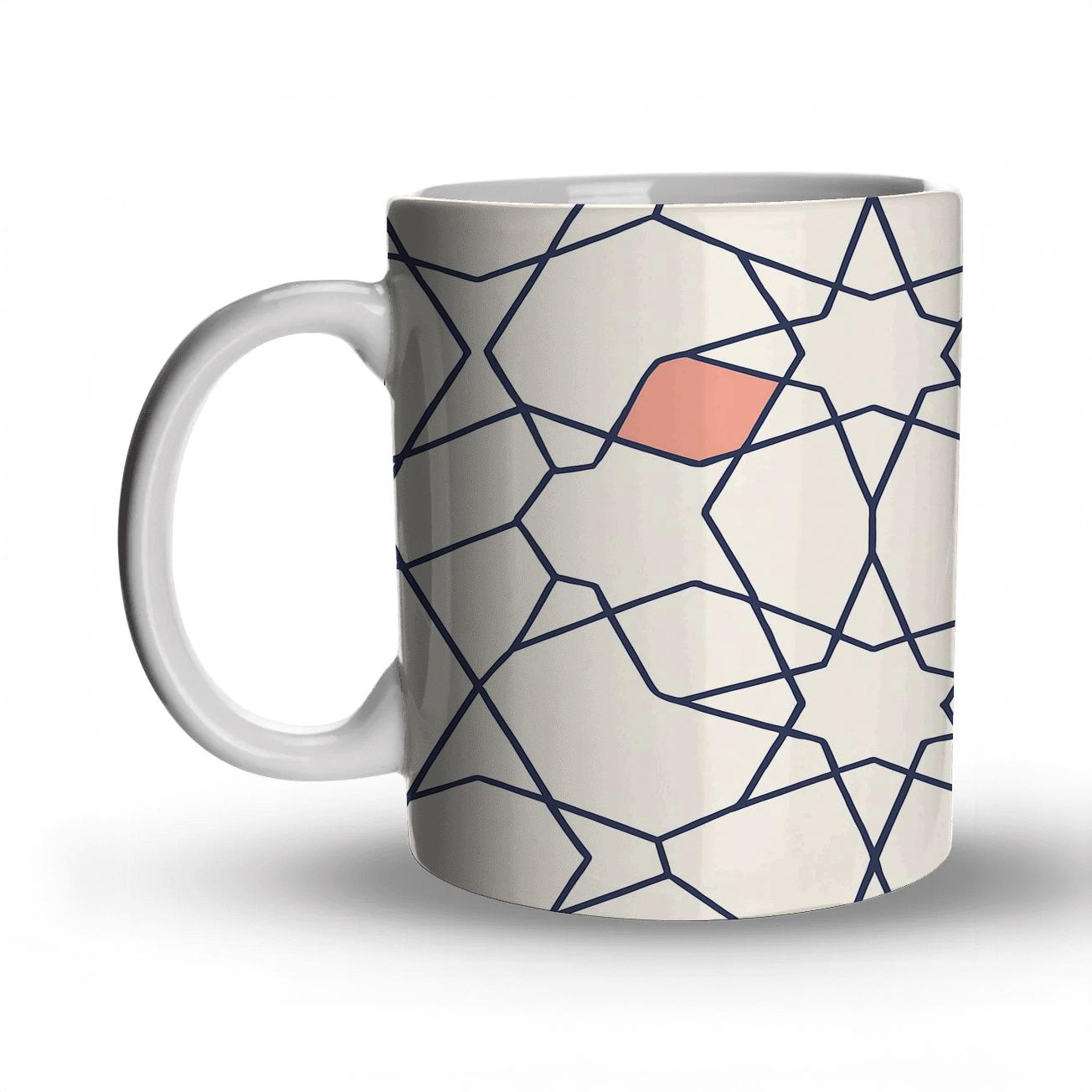 Islamic Girih Minimal Star Lattice decorative mug sets