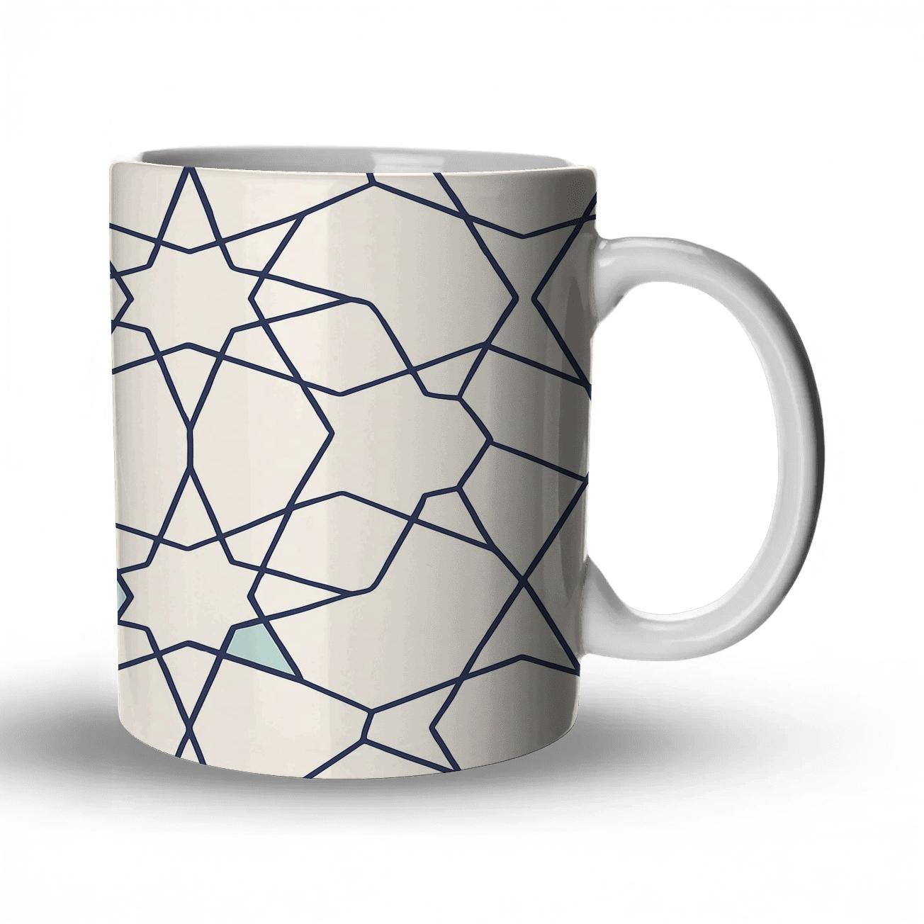 Islamic Girih Minimal Star Lattice decorative mug sets