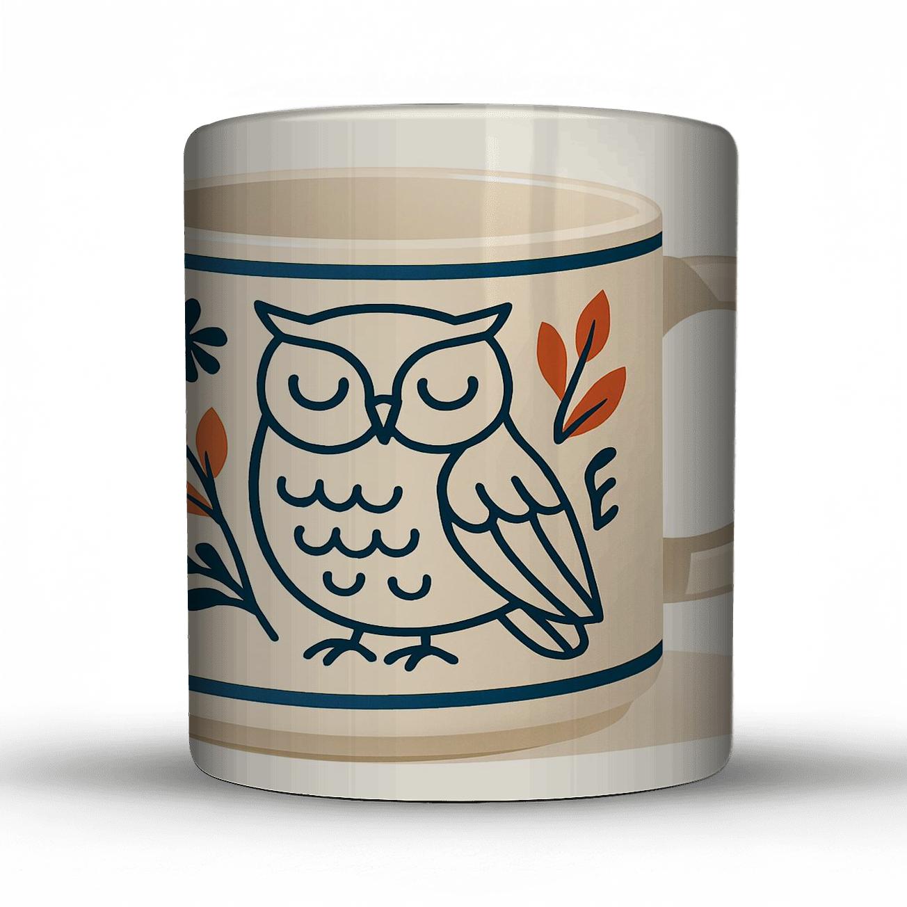 Nordic Otomi Owl Mug Minimal Line Art personalized mugs