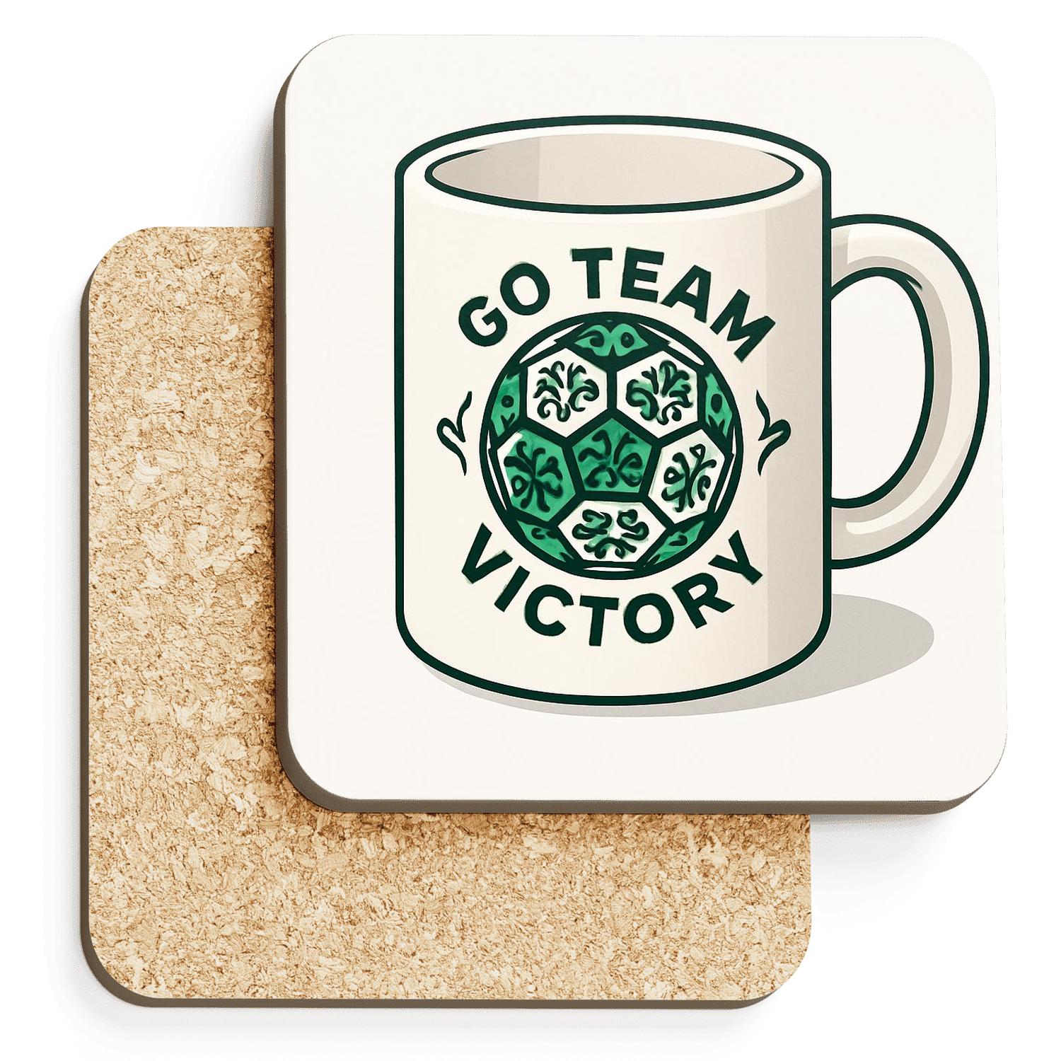 Futbol Mosaic Pentagons Go Team Victory Crest decorative beverage coasters