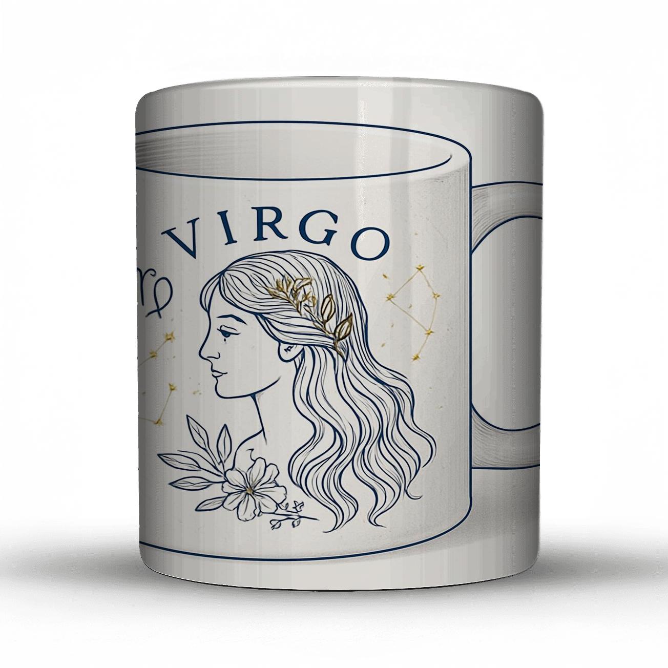 Virgo Maiden With Astrolabe Filigree And Constellation Minimalism personalized mugs
