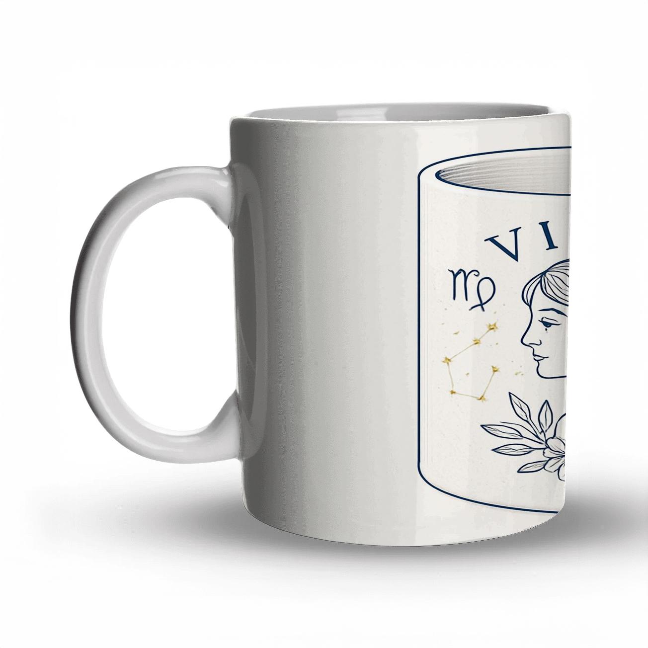 Virgo Maiden With Astrolabe Filigree And Constellation Minimalism personalized mugs