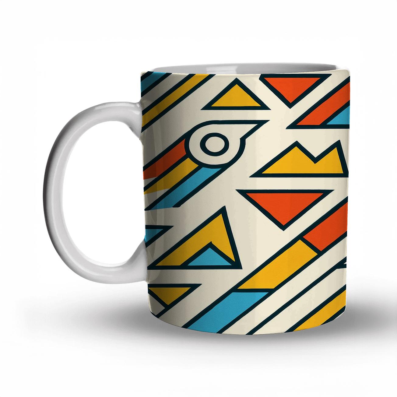Bauhaus Comet Glyphs In Pop Primary Stripes gift mugs for occasions