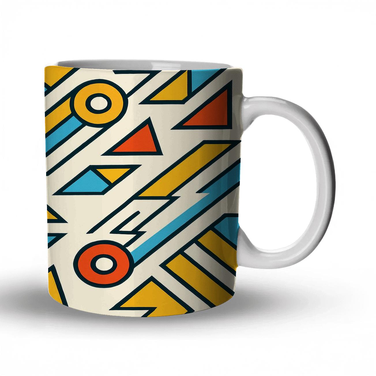 Bauhaus Comet Glyphs In Pop Primary Stripes gift mugs for occasions