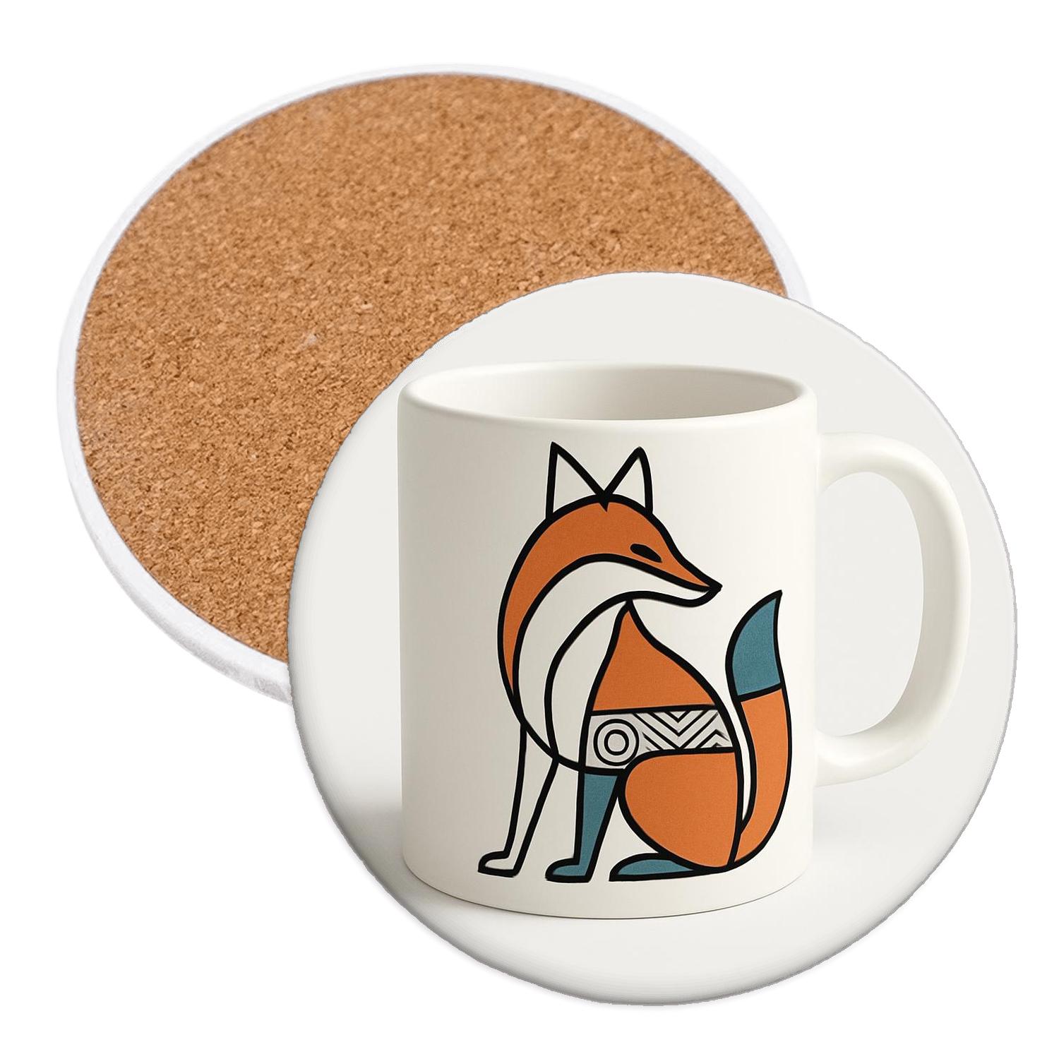 Bauhaus Fox Totem Line Art personalized drink coasters