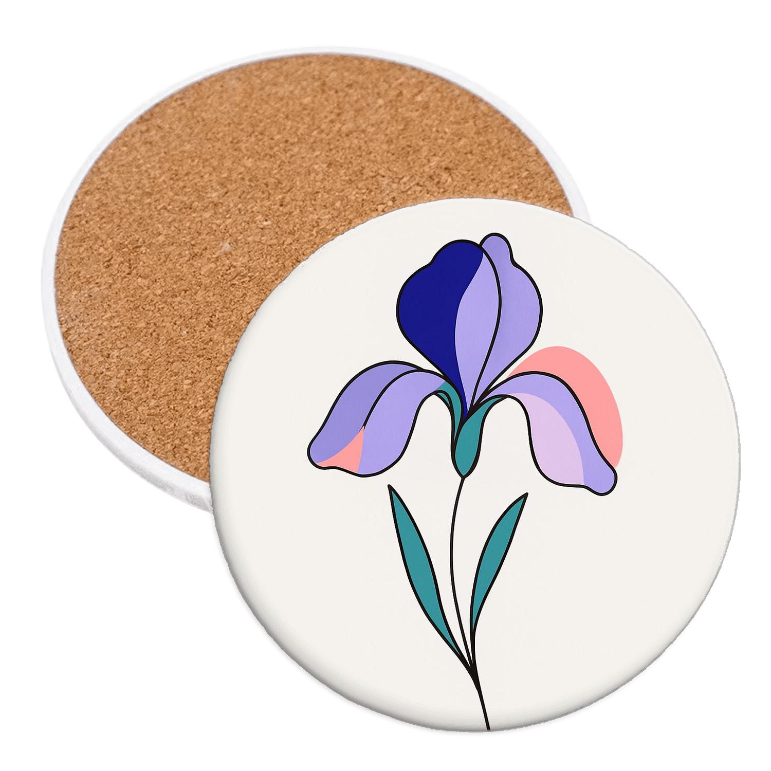 Orbital Iris Bloom personalized drink coasters