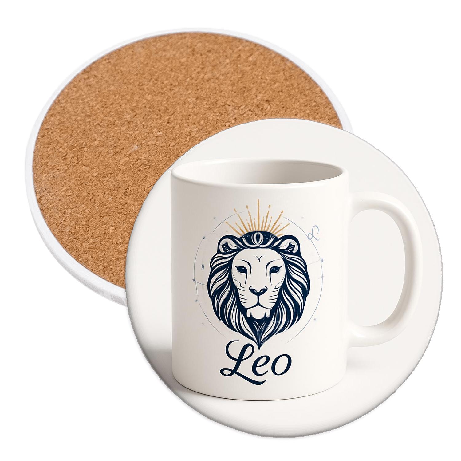 Leo Solar Regalia Constellation Line Art absorbent drink coasters