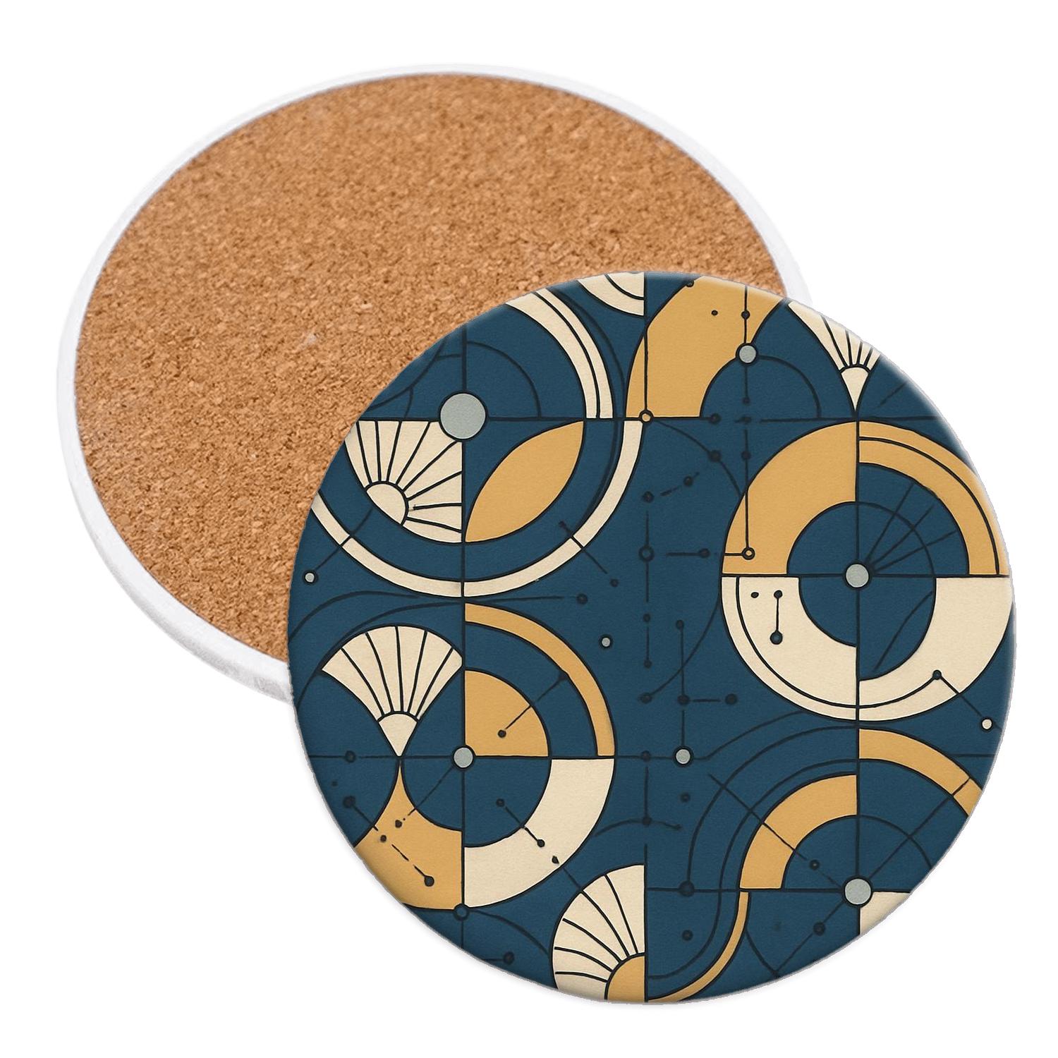 Bauhaus Deco Orbit Lattice cork coaster sets