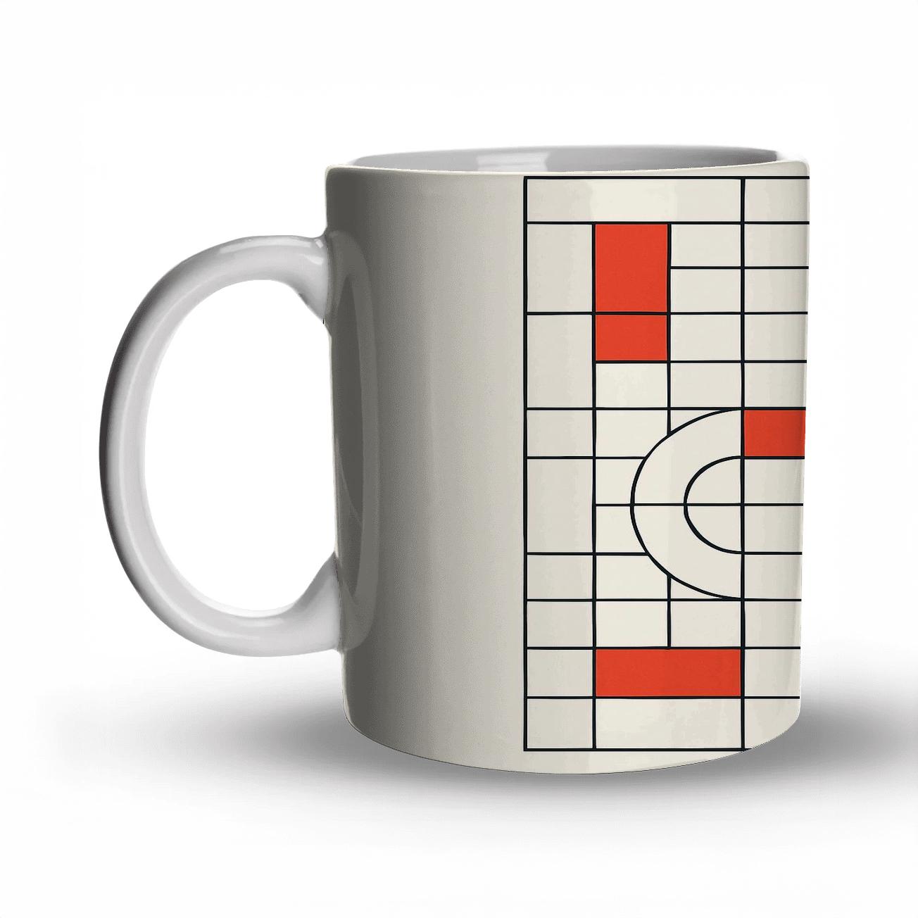 Bauhaus Weaving Grid Harmonics ceramic coffee mugs