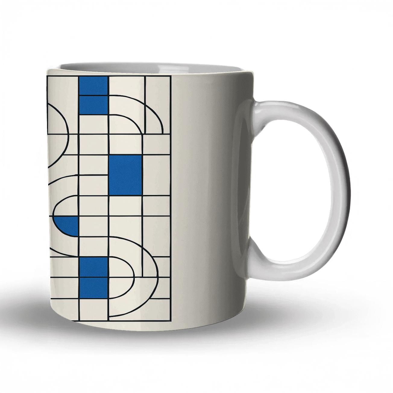 Bauhaus Weaving Grid Harmonics ceramic coffee mugs