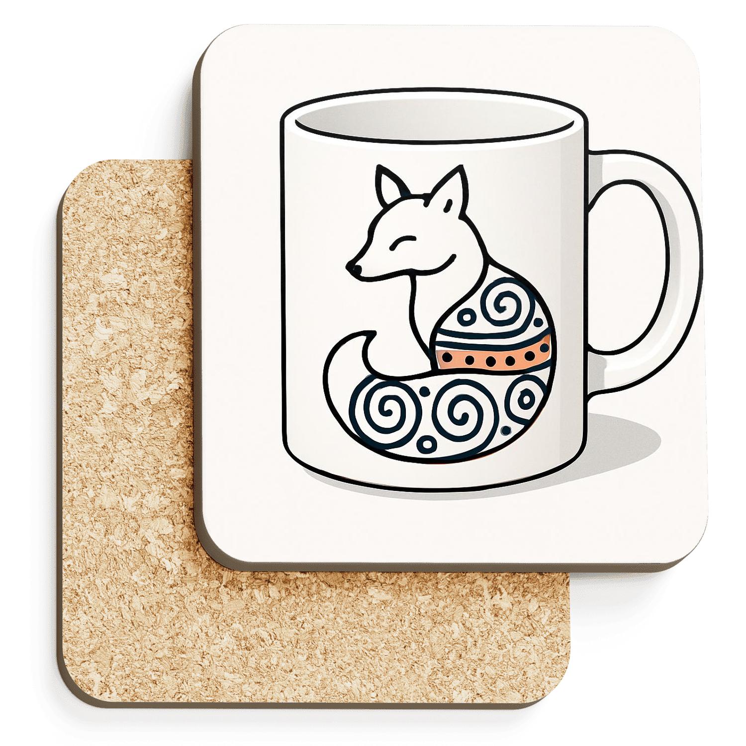 Ainu Spiral Fox Minimal Line Art Mug elegant tabletop coasters