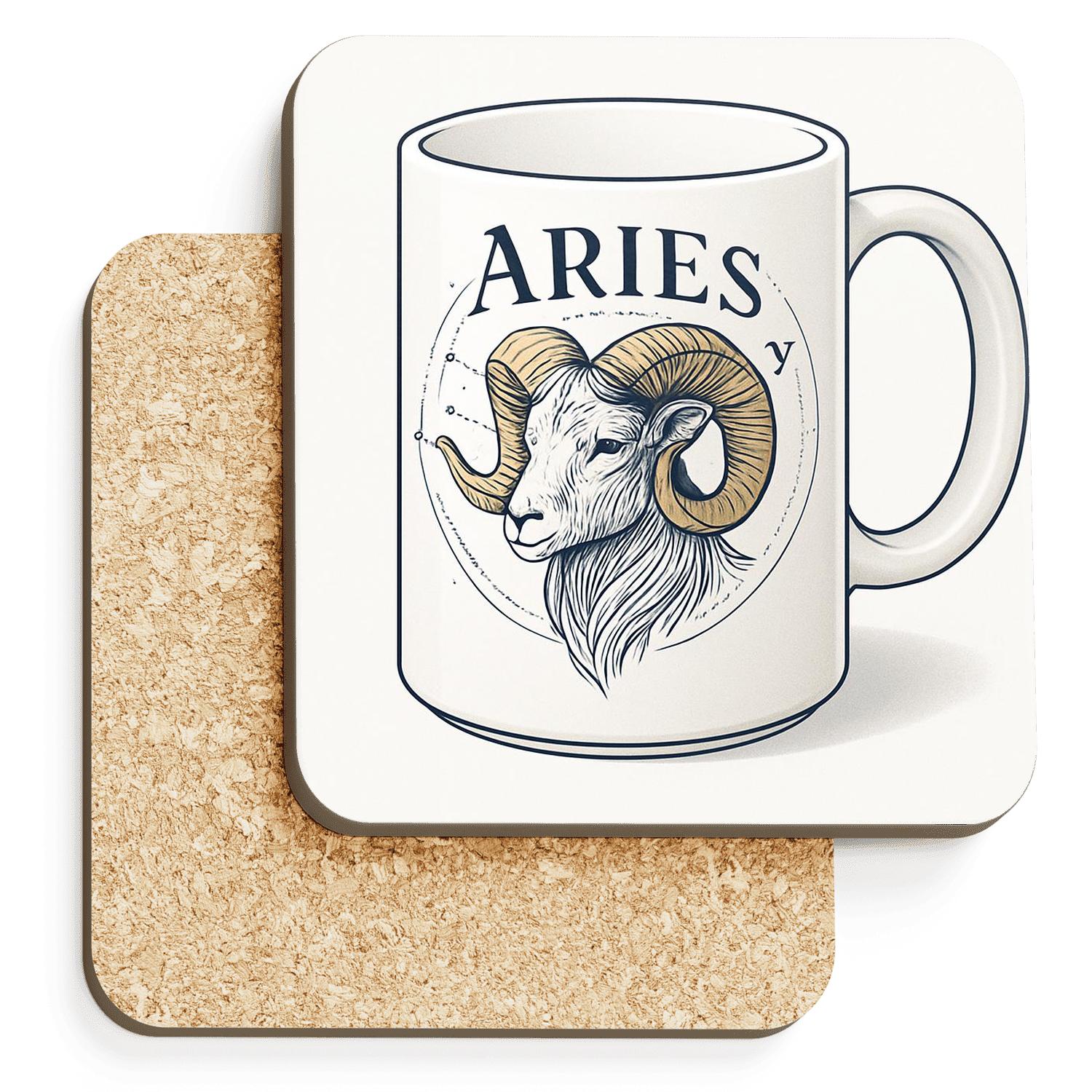 Aries Celestial Art Deco Ram cork coaster sets
