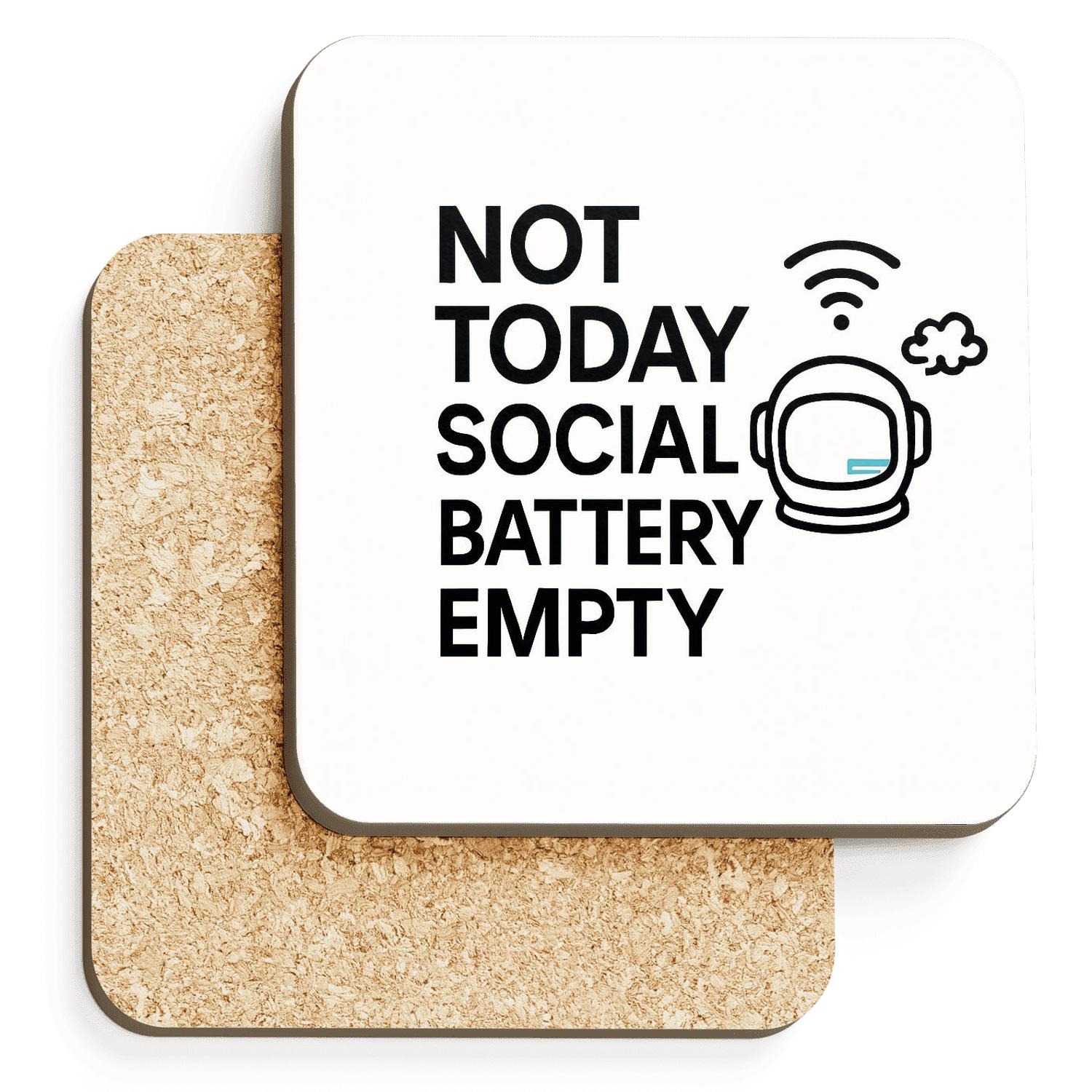 Social Battery Empty Astronaut wooden table coasters