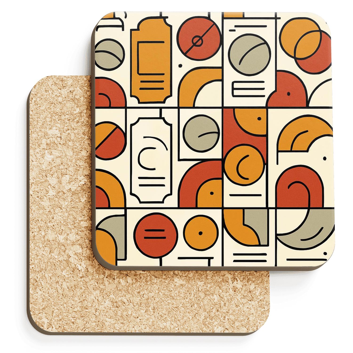 Bauhaus Cosmic Ticket Stubs Geometry elegant tabletop coasters