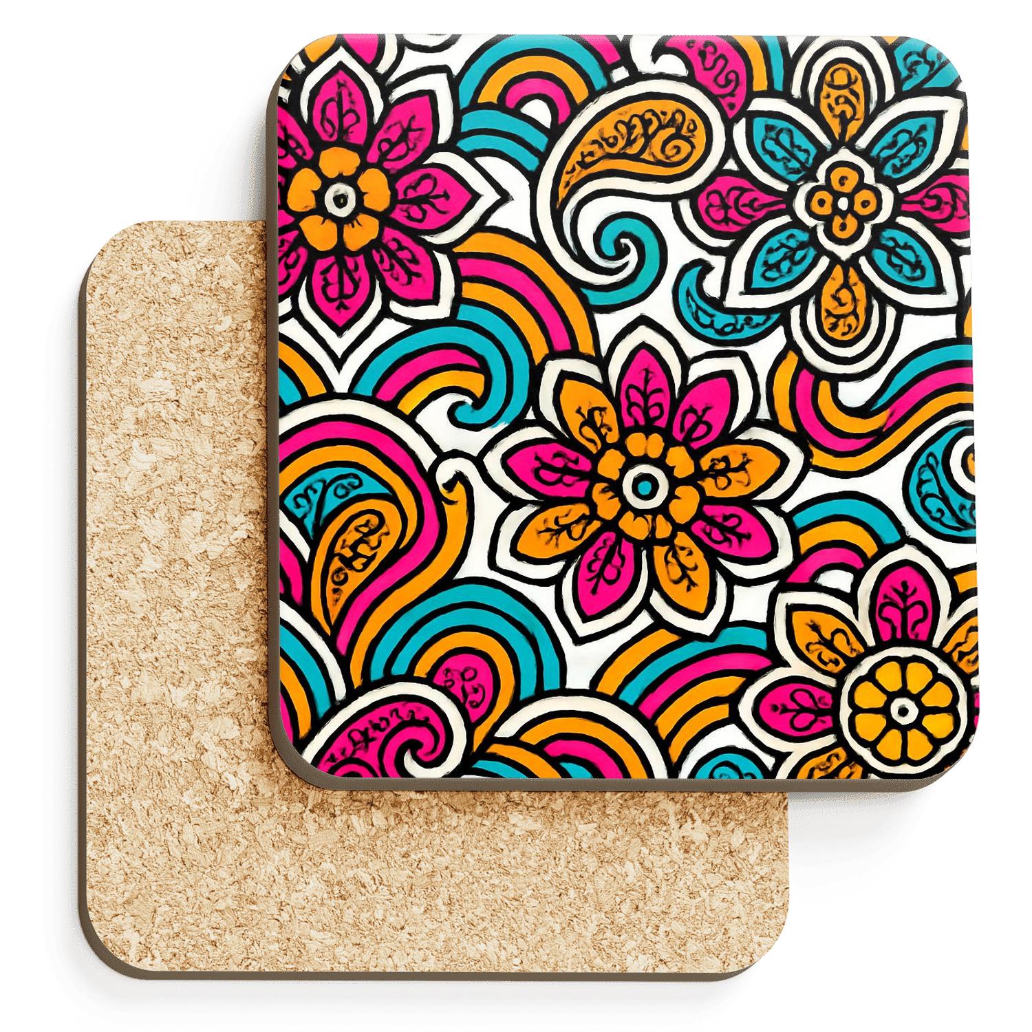 Rangoli Op Wave Ornaments absorbent drink coasters