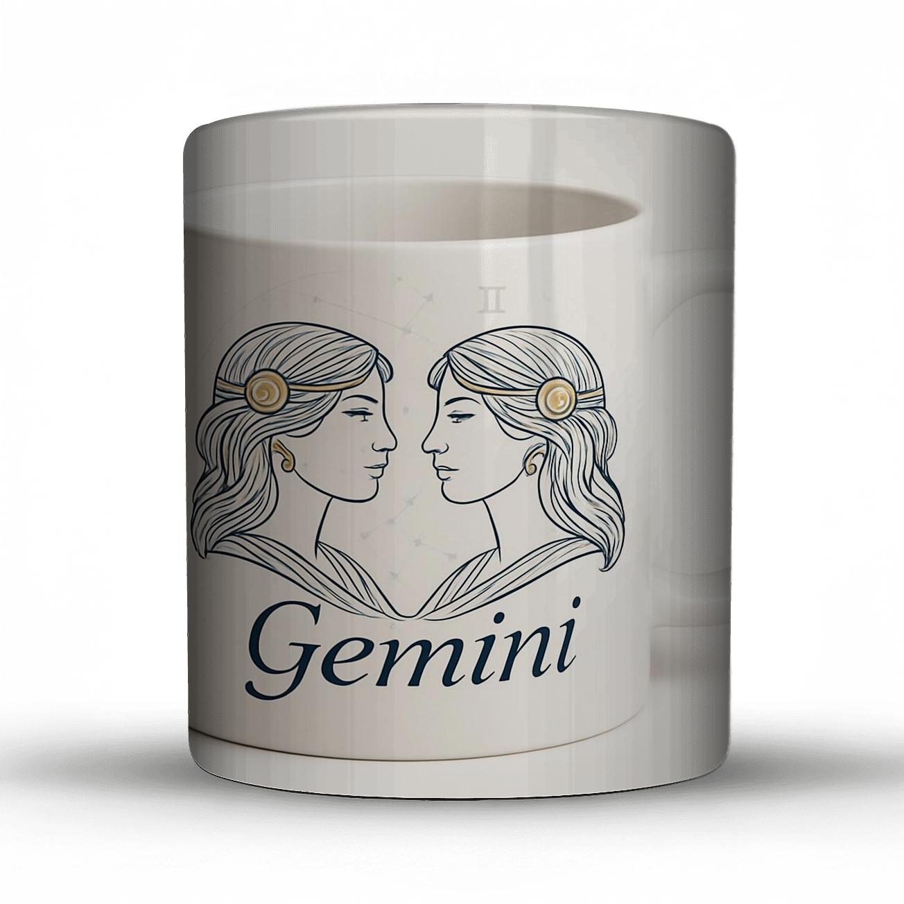 Gemini Mucha Inspired Twins Star Chart Monoline premium drinkware mugs