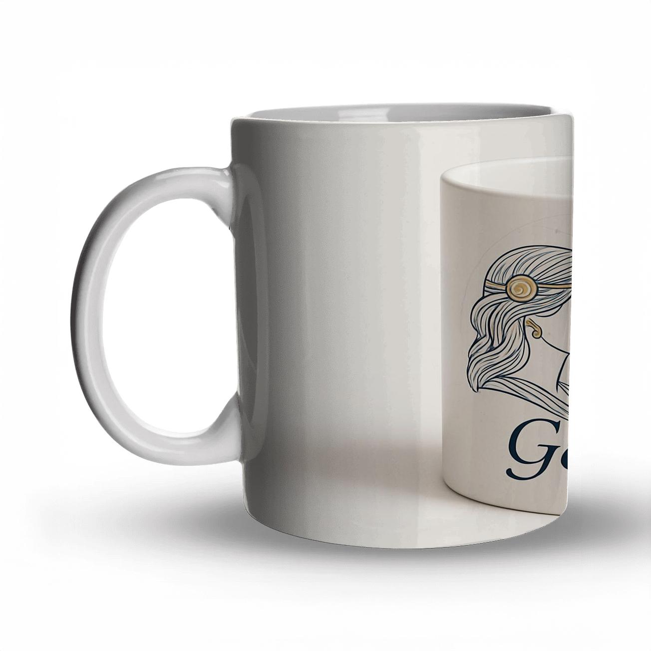 Gemini Mucha Inspired Twins Star Chart Monoline premium drinkware mugs