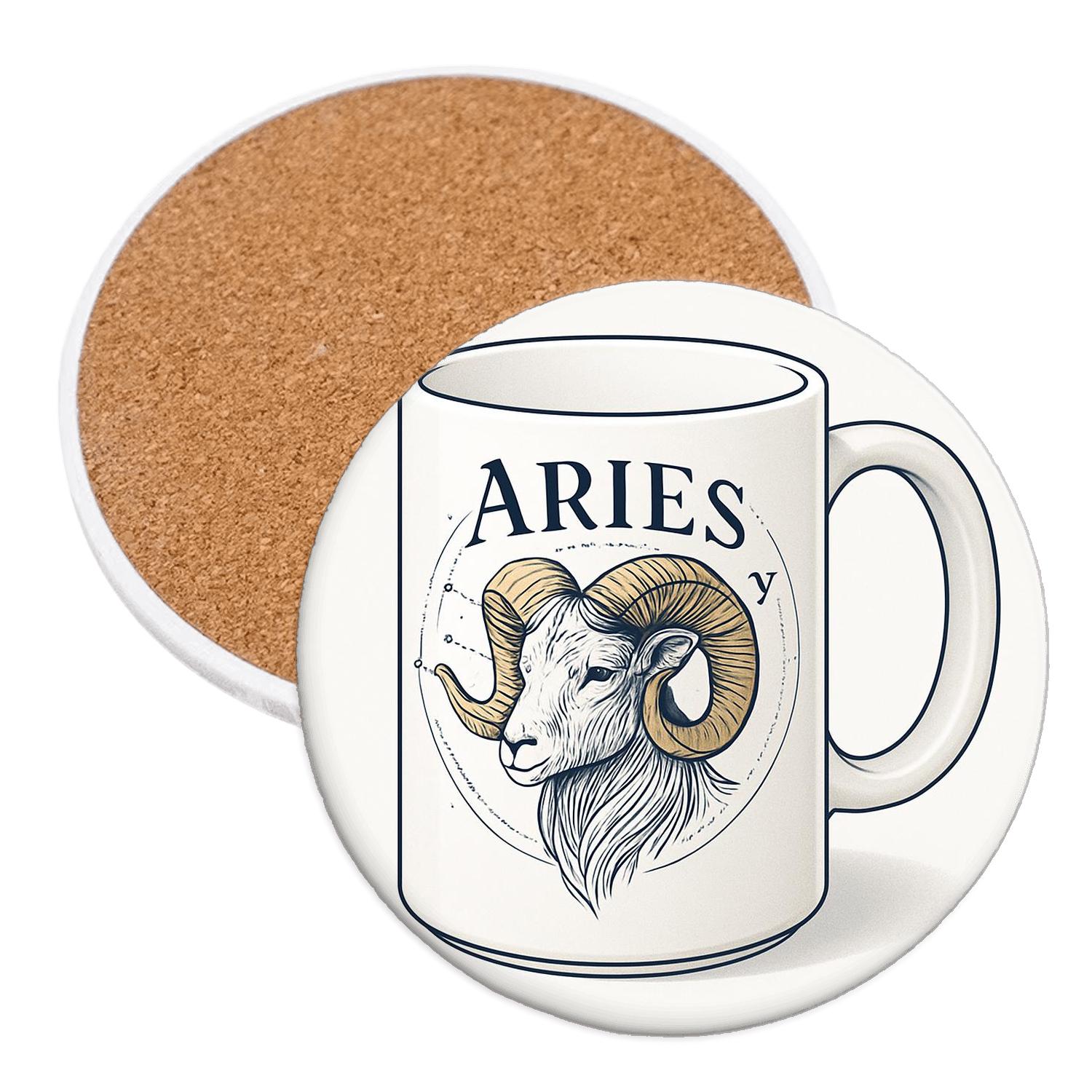 Aries Celestial Art Deco Ram elegant tabletop coasters