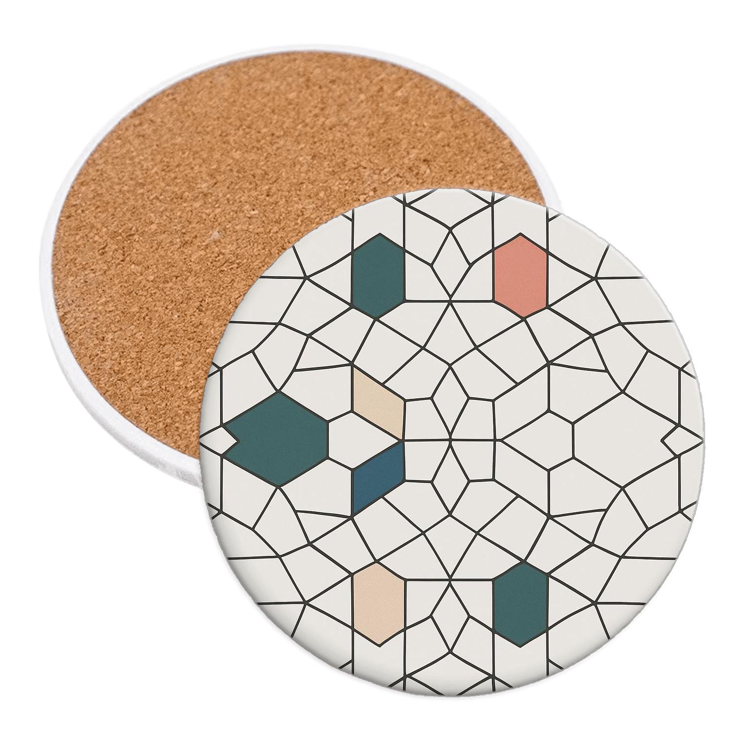 Girih Star Lattice Minimal Ornament personalized drink coasters