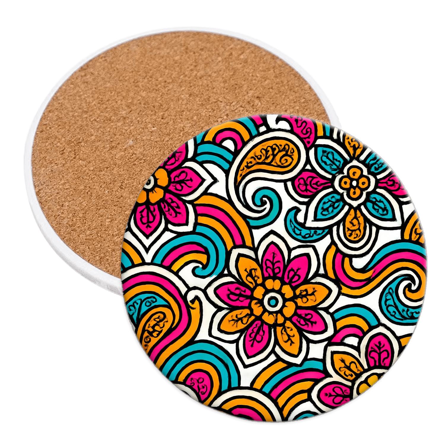 Rangoli Op Wave Ornaments coasters for home decor