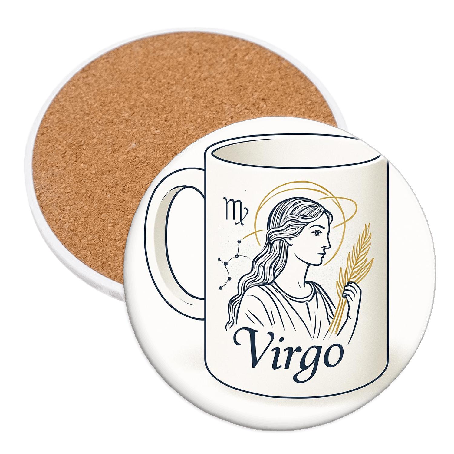 Virgo Renaissance Maiden Star Chart Filigree absorbent drink coasters