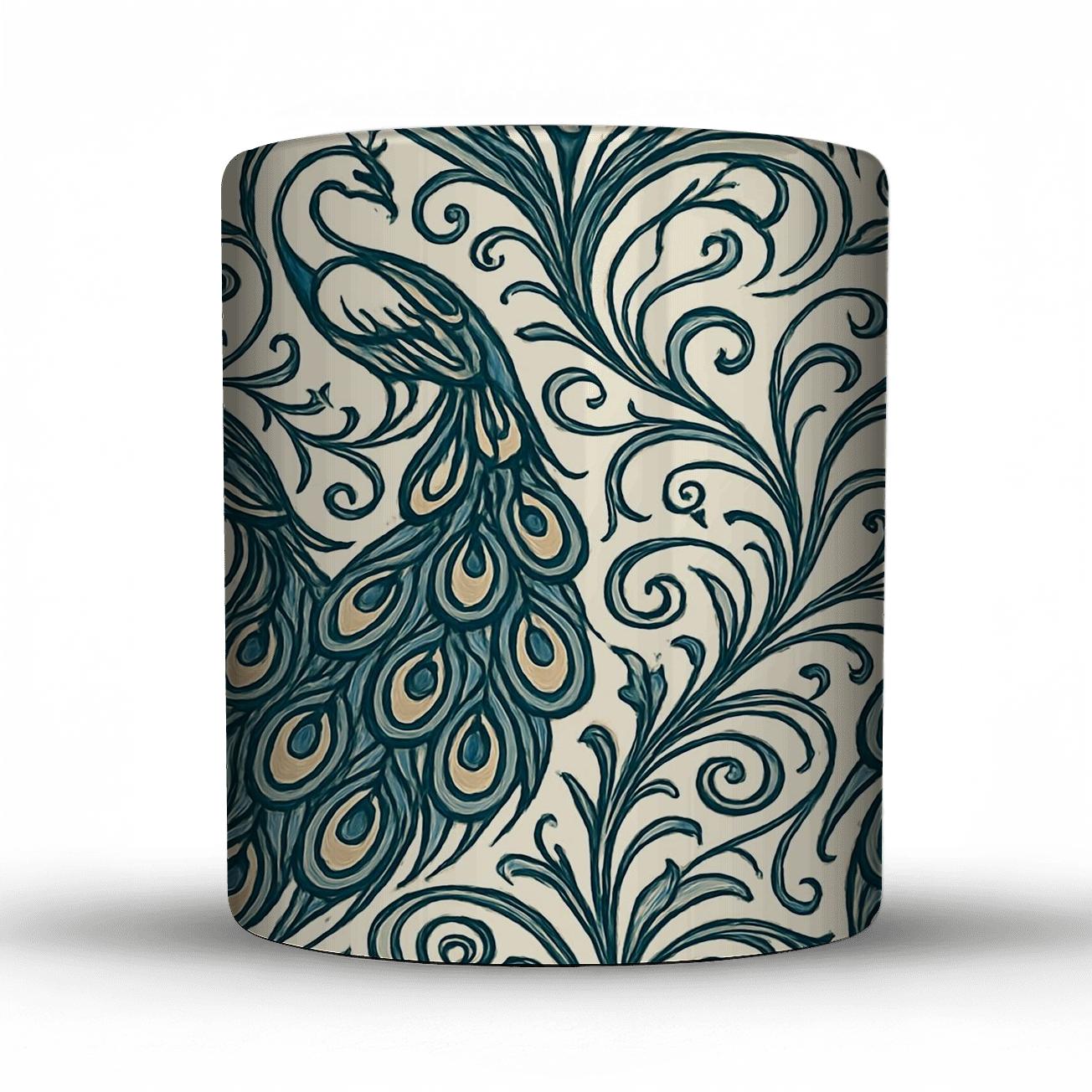 Art Nouveau Peacock Whiplash Mosaic personalized mugs