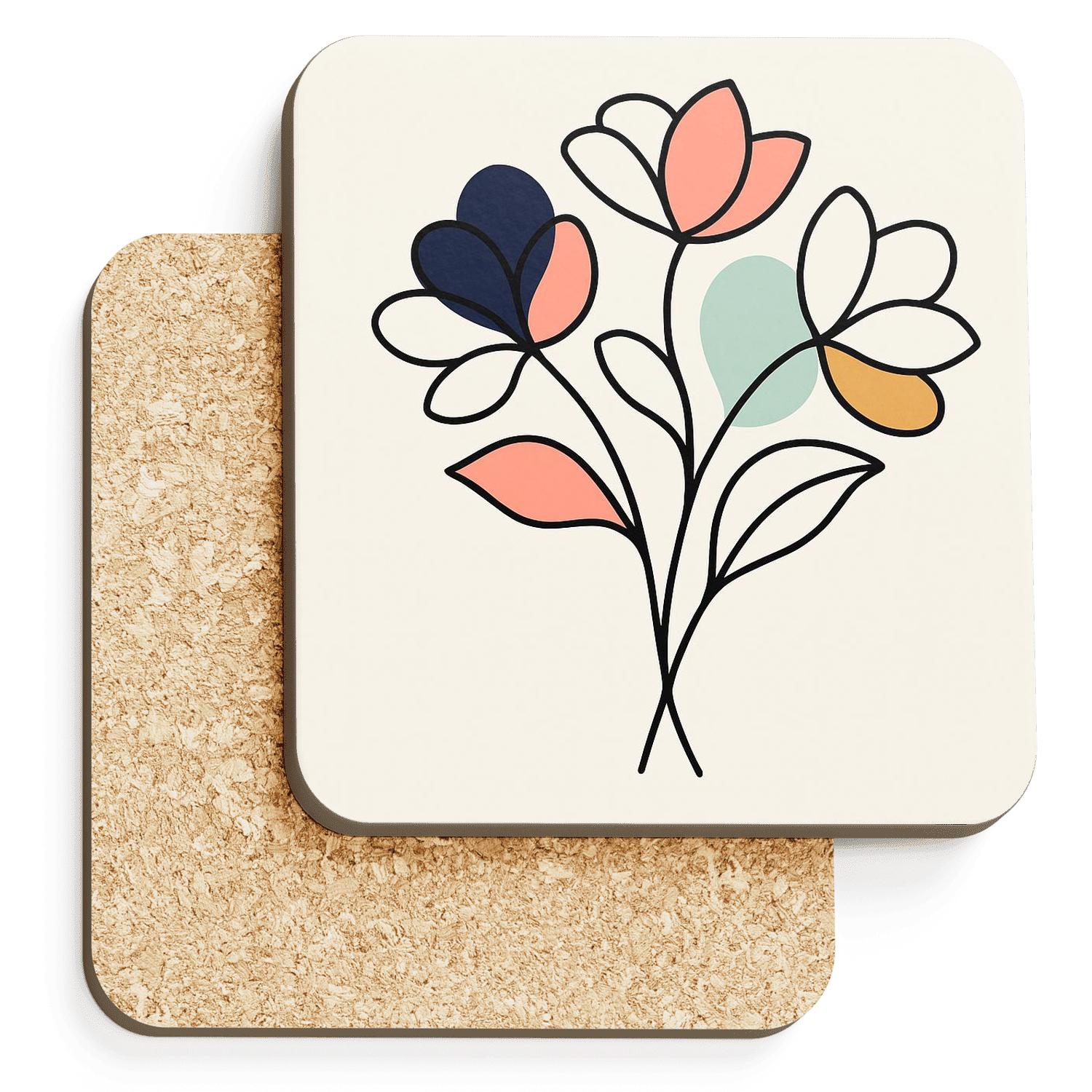 Nebula Bloom Line Bouquet elegant tabletop coasters