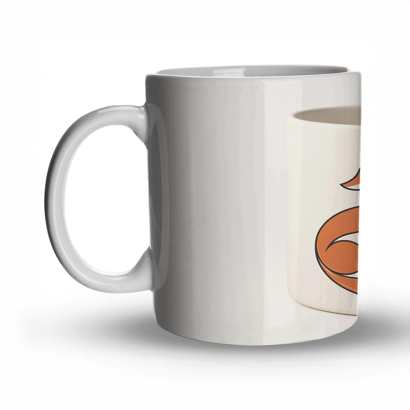 Rinpa Fox Ribbon Line Art Mug novelty coffee mugs