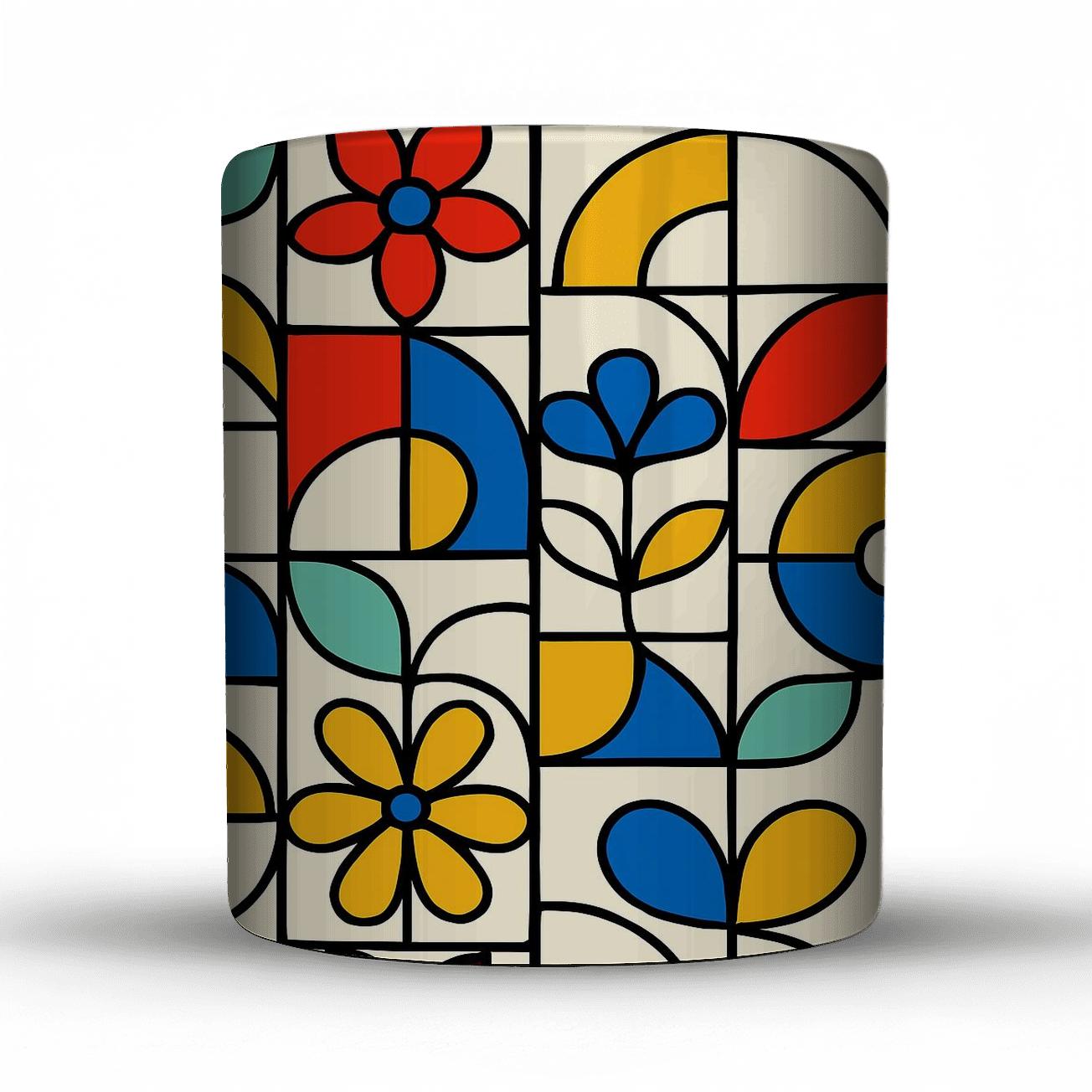 Bauhaus Rhythm Circuit Florals personalized mugs