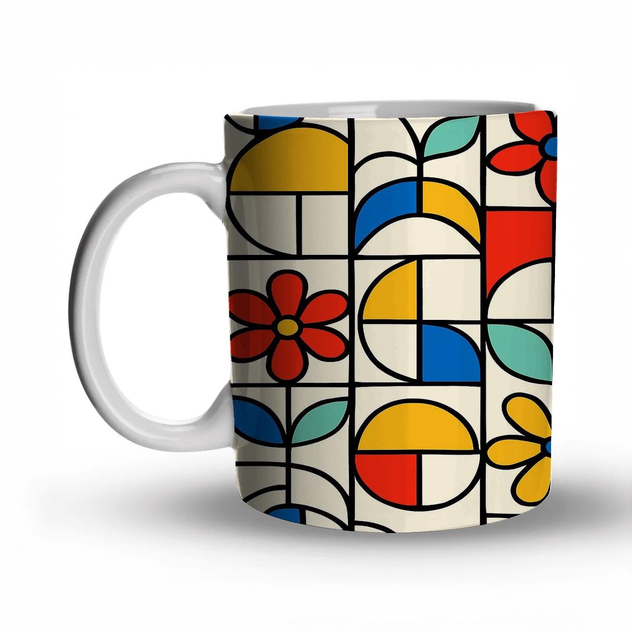 Bauhaus Rhythm Circuit Florals personalized mugs