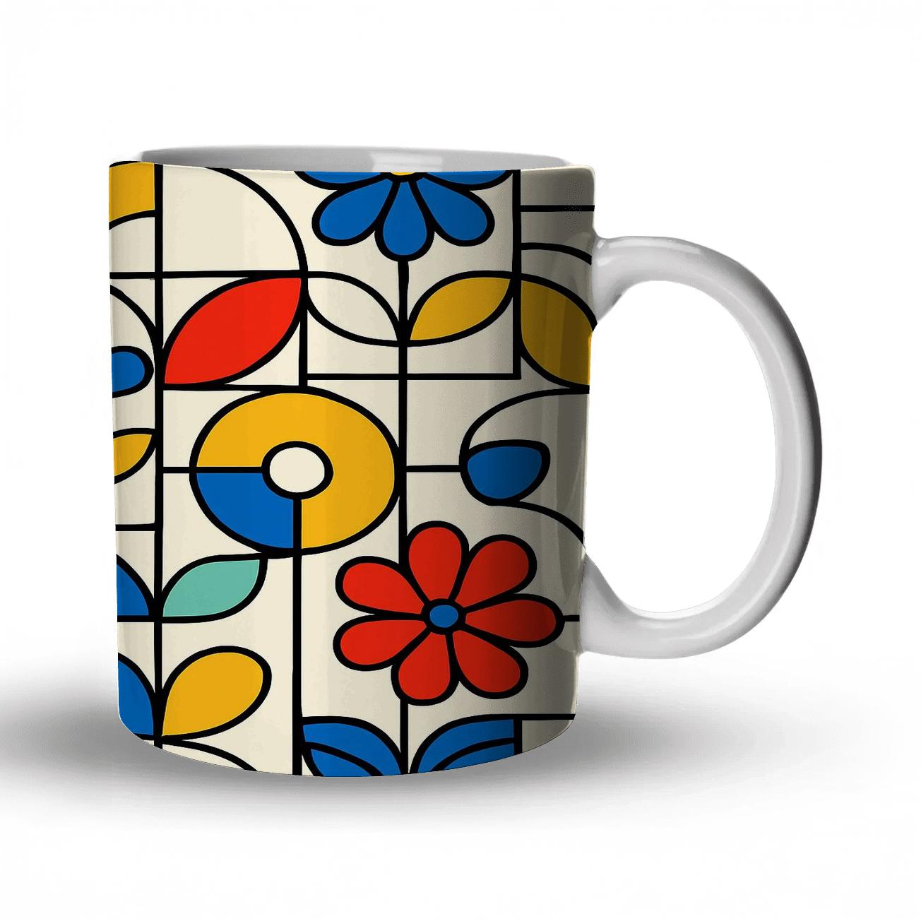 Bauhaus Rhythm Circuit Florals personalized mugs