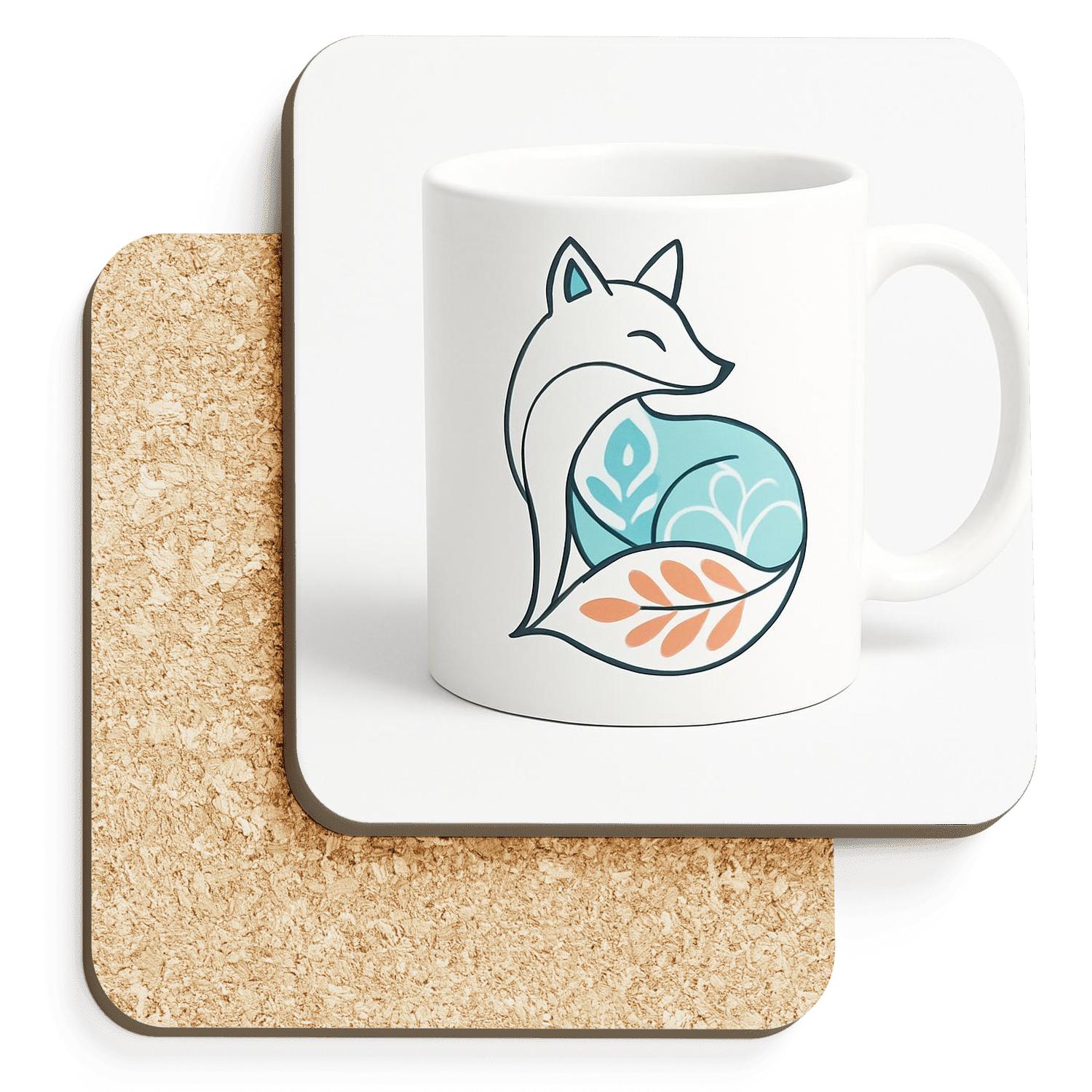 Arctic Fox Nordic Linework Wrap wooden table coasters