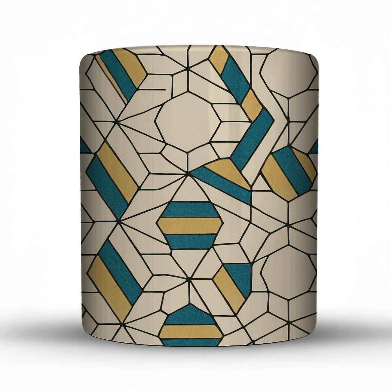 Girih Star Polygon Minimal Mosaic custom printed mugs