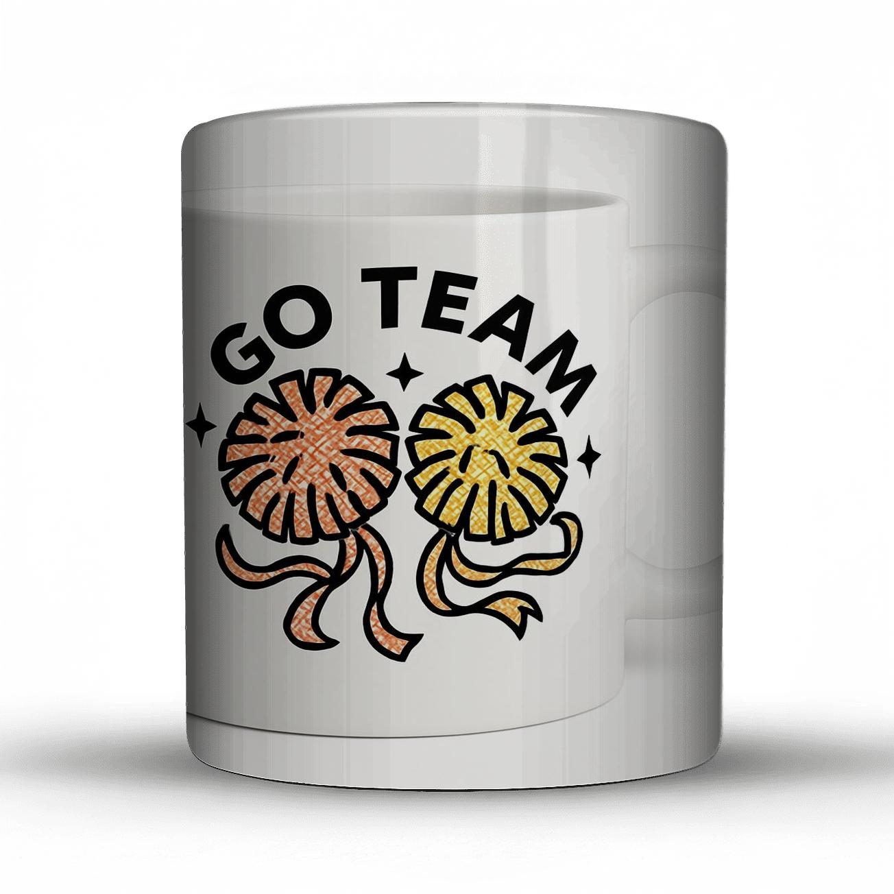 Cheer Squad Pom Pom Line Art Mug custom printed mugs