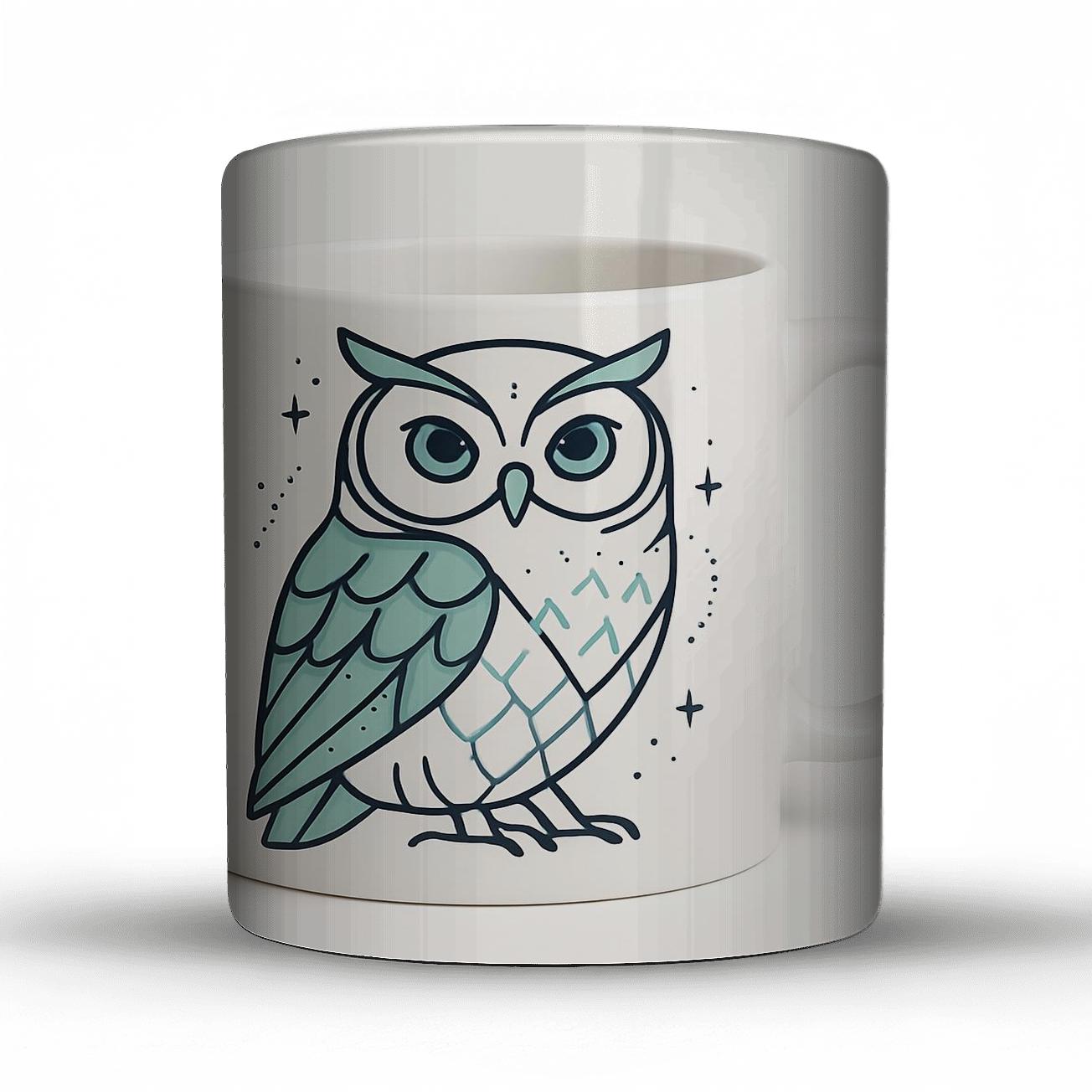 Arctic Owl Geometric Ornament Line Art Mug travel mugs with handles