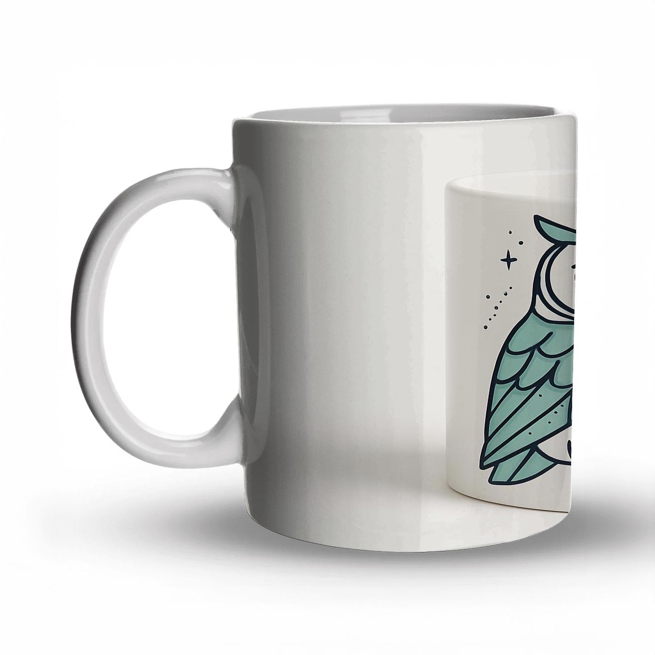 Arctic Owl Geometric Ornament Line Art Mug travel mugs with handles