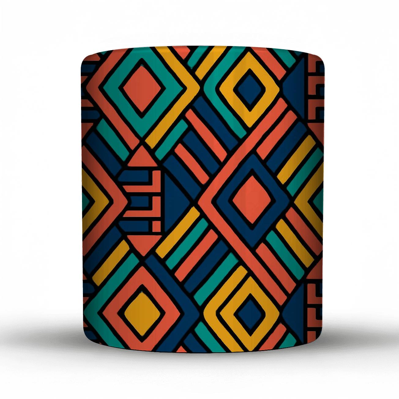 Kente Op Art Pulse Lines insulated thermal mugs