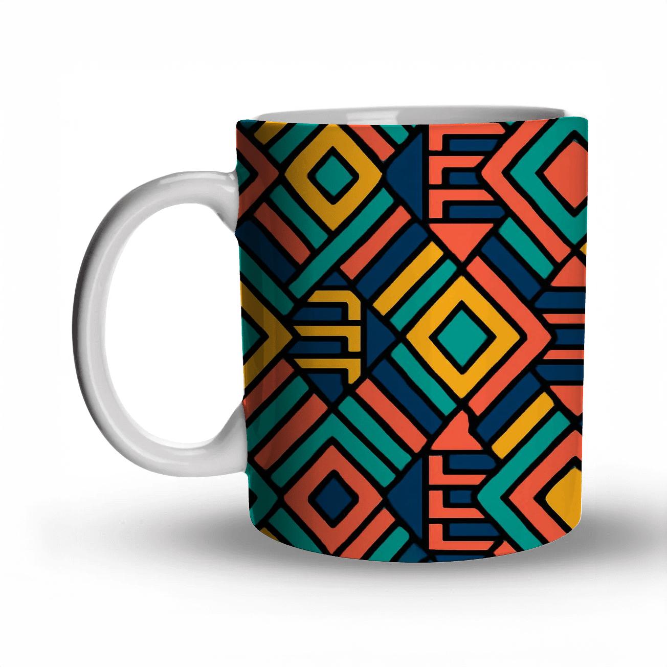 Kente Op Art Pulse Lines insulated thermal mugs