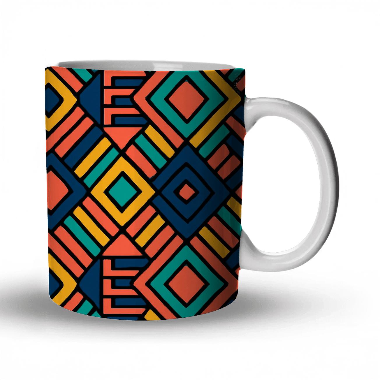 Kente Op Art Pulse Lines insulated thermal mugs