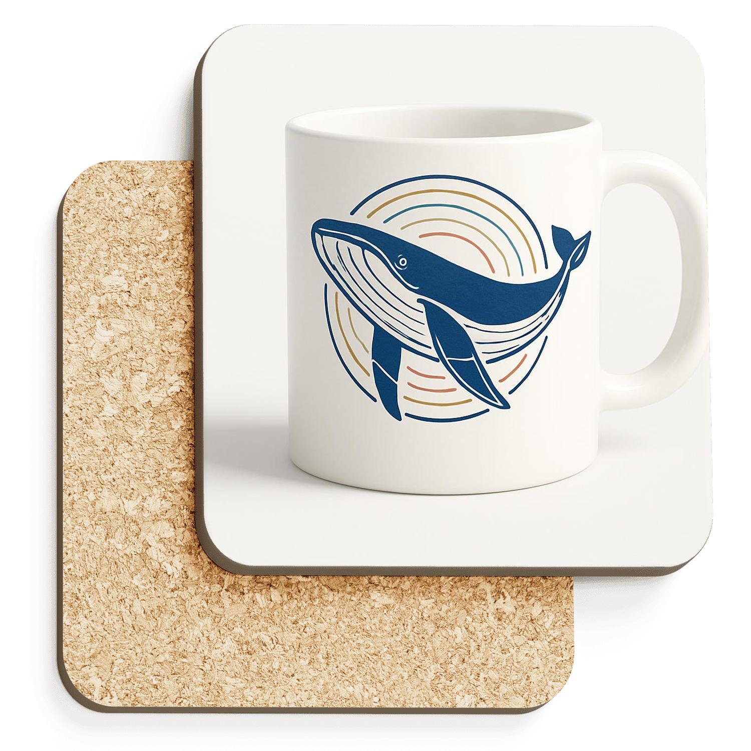 Humpback Whale Bauhaus Wave Pattern Wrap custom engraved coasters