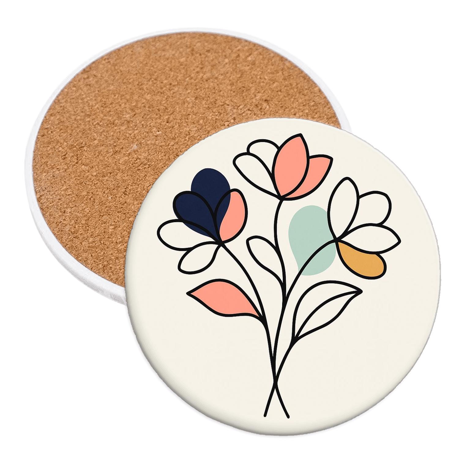 Nebula Bloom Line Bouquet elegant tabletop coasters