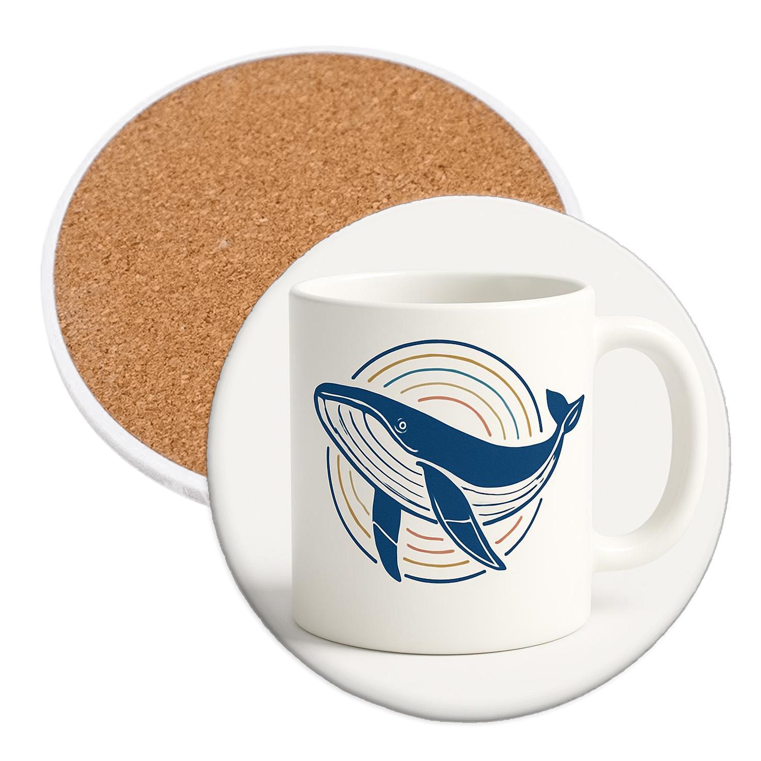 Humpback Whale Bauhaus Wave Pattern Wrap absorbent drink coasters