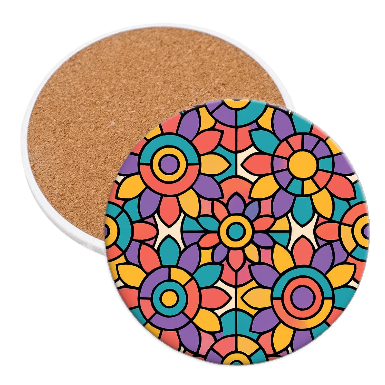 Orphic Solar Bloom Linework elegant tabletop coasters